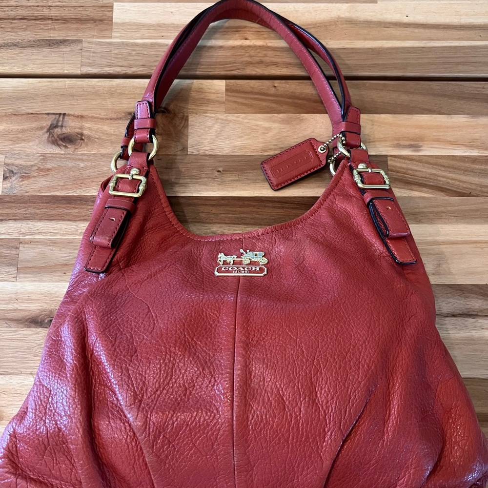 Coach Red Leather Maggie Shoulder Bag